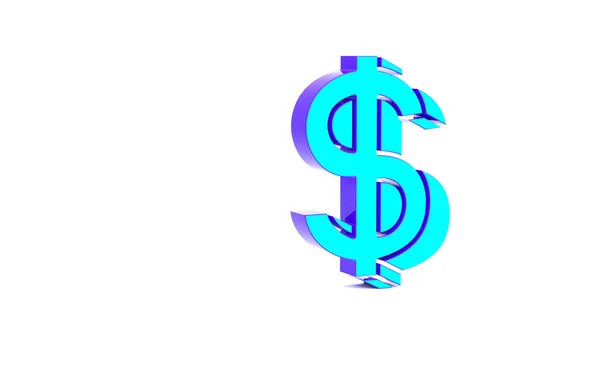 Turquoise Dollar Symbol Icon Isolated White Background Cash Money Wealth — Stock Photo, Image