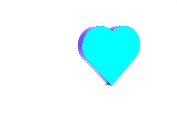 Turquesa Cartão Jogar Com Ícone Símbolo Coração Isolado Fundo Branco — Fotografia de Stock