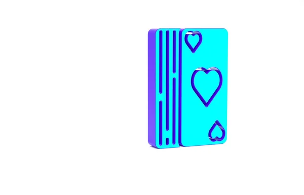 Turquoise Deck Playing Cards Icon Isolated White Background Casino Gambling — Stock Photo, Image