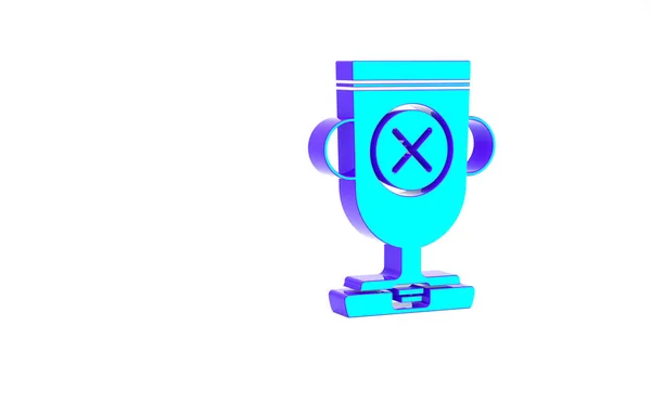 Turquoise Award Cup Icon Isolated White Background Winner Trophy Symbol — Stock Photo, Image