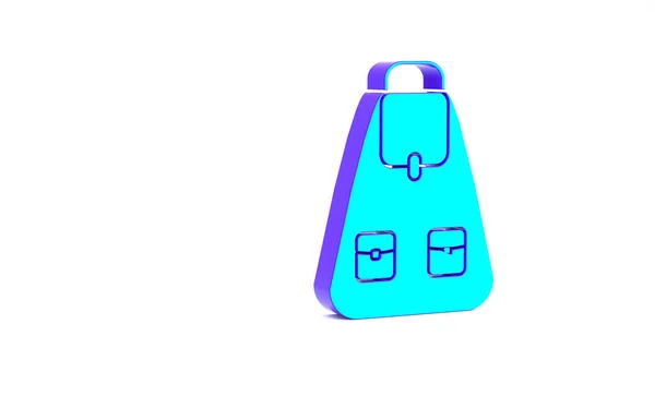 Turquoise School Backpack Icon Isolated White Background Minimalism Concept Illustration — Stock Photo, Image