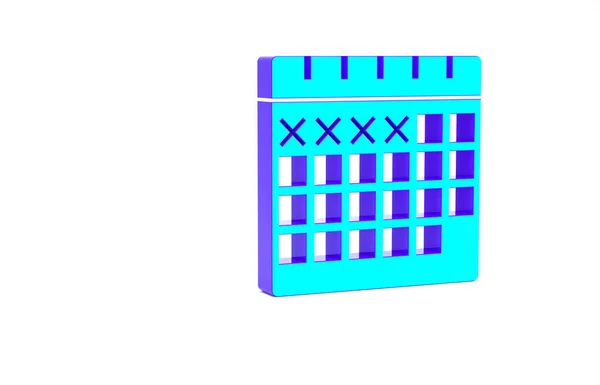 ターコイズカレンダーのアイコンは白い背景に隔離されています 最小限の概念 3Dイラスト3Dレンダリング — ストック写真