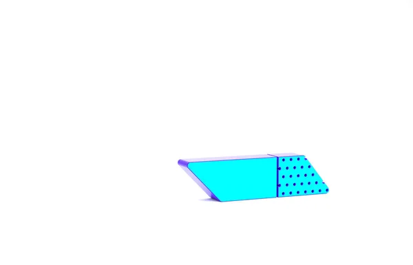 Turkoois Eraser Rubber Icoon Geïsoleerd Witte Achtergrond Minimalisme Concept Illustratie — Stockfoto