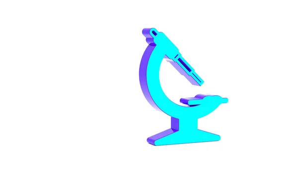 绿松石显微镜图标孤立在白色背景 制药仪器 微生物学放大工具 最低纲领的概念 3D渲染3D插图 — 图库照片