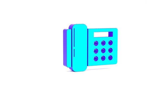 Turquoise Telephone 아이콘은 배경에서 분리되었다 랜드라인 미니멀리즘의 개념입니다 렌더링 — 스톡 사진