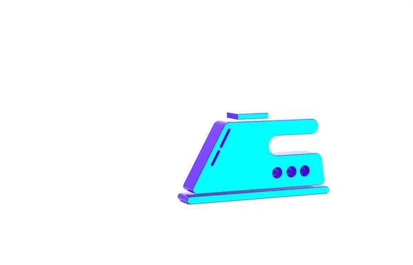 ターコイズ白色の背景に絶縁された電気鉄のアイコン 蒸気鉄だ 最小限の概念 3Dイラスト3Dレンダリング — ストック写真