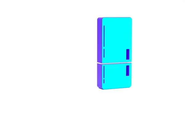 Türkises Kühlschranksymbol Isoliert Auf Weißem Hintergrund Kühlschrank Mit Gefrierfach Kühlschrank — Stockfoto