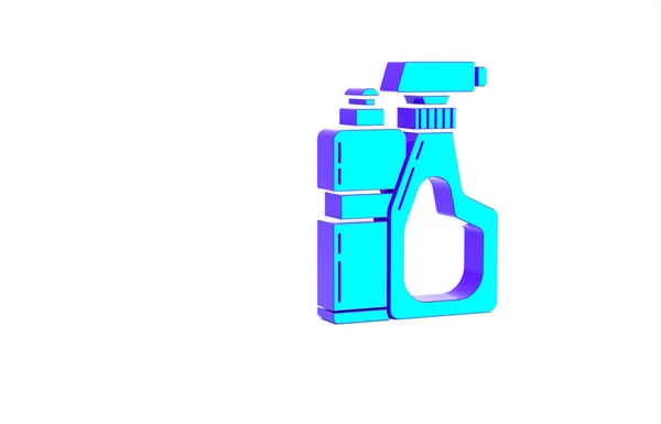 Turkos Plastflaskor För Flytande Tvättmedel Blekmedel Diskmedel Eller Annan Rengöringsmedel — Stockfoto