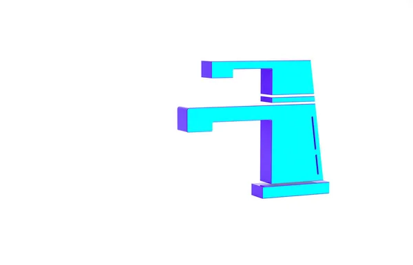 Бирюзовый Значок Водопроводной Кран Изолирован Белом Фоне Концепция Минимализма Рендеринг — стоковое фото