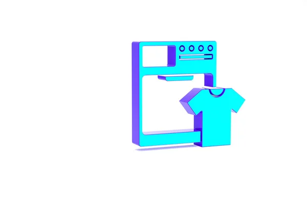 ターコイズワッシャーとTシャツのアイコンは白い背景に隔離されています 洗濯機のアイコン 洗濯機 洗濯機 家電製品のシンボル 最小限の概念 3Dイラスト3Dレンダリング — ストック写真
