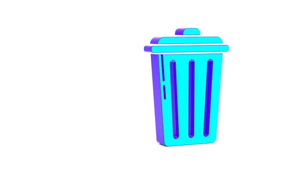 Turquoise Trash 배경에서 아이콘이 수있다 쓰레기통 표지판이야 재활용 바구니 아이콘 — 스톡 사진