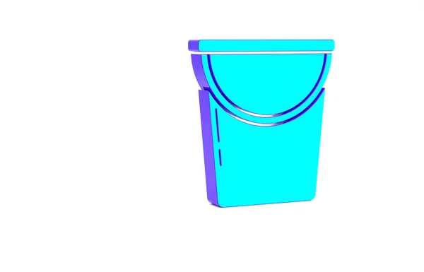 Turquoise Bucket Εικονίδιο Απομονώνονται Λευκό Φόντο Μινιμαλιστική Έννοια Απεικόνιση Καθιστούν — Φωτογραφία Αρχείου