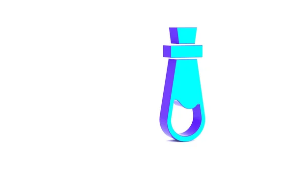 Turquoise Bottle Potion Icon Isolated White Background Flask Magic Potion — Stock Photo, Image