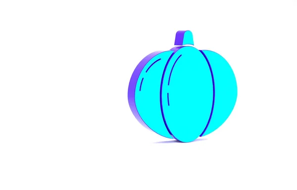 Ícone Abóbora Azul Turquesa Isolado Fundo Branco Feliz Festa Halloween — Fotografia de Stock