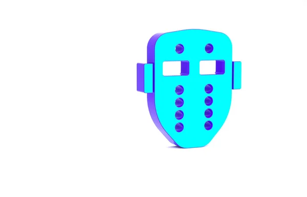 Turquoise Hockey Mask Icon Isolated White Background Happy Halloween Party — Stock Photo, Image
