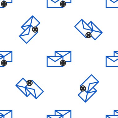 Satır Zarfı simgesi beyaz arkaplanda izole edilmiş kusursuz desen. Mesaj konsepti alındı. Yeni, e-posta gelen mesaj, SMS. Posta servisi. Renkli taslak konsepti. Vektör.