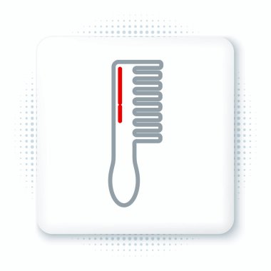 Beyaz arkaplanda çizgi saç fırçası simgesi izole edildi. Taraklı saç işareti. Berber sembolü. Renkli taslak konsepti. Vektör.