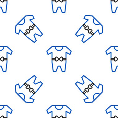 Çizgili Bebek giysi ikonu beyaz arka planda izole edilmiş kusursuz desen. Bebek kıyafetleri, erkek ve kız için. Bebek kıyafeti. Renkli taslak konsepti. Vektör.