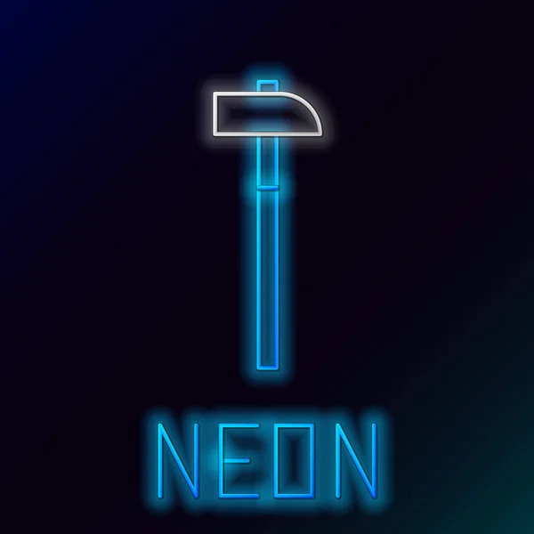 Icona Luminosa Neon Linea Hammer Isolato Sfondo Nero Strumento Riparazione — Vettoriale Stock