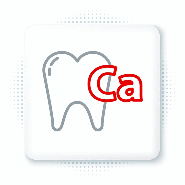 Lijn Calcium Voor Tand Pictogram Geïsoleerd Witte Achtergrond Tandsymbool Voor — Stockvector