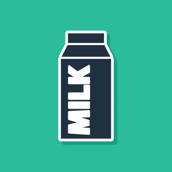 Синий Бумажный Пакет Значка Молока Выделен Зеленом Фоне Вывеска Молочным — стоковый вектор