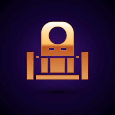 Siyah arkaplanda izole edilmiş mezar taşı ikonu olan altın mezar taşı. Vektör.