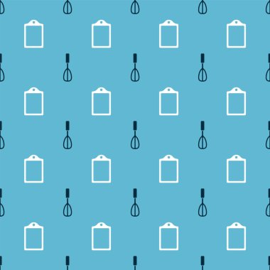 Mutfak çırpma ve kesme tahtasını pürüzsüz desen üzerine ayarla. Vektör.