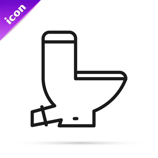 Siyah Çizgi Tuvalet Klozeti Ikonu Beyaz Arka Planda Izole Edilmiş — Stok Vektör