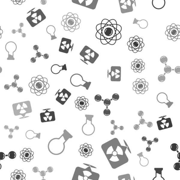 Réglez Atome Radioactif Position Molécule Éprouvette Fiole Sur Motif Sans — Image vectorielle