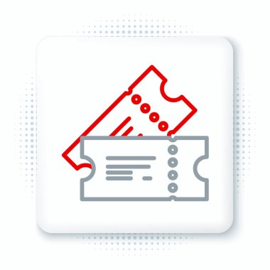 Çizgi sinema bileti simgesi beyaz arkaplanda izole edildi. Renkli taslak konsepti. Vektör.