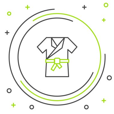 Geleneksel Japon kostüm ikonu beyaz arka planda izole edildi. Renkli taslak konsepti. Vektör.