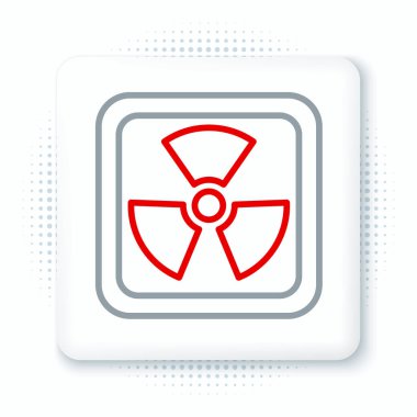 Beyaz arkaplanda radyoaktif çizgi simgesi izole edildi. Radyoaktif zehirli sembol. Radyasyon tehlikesi işareti. Renkli taslak konsepti. Vektör.