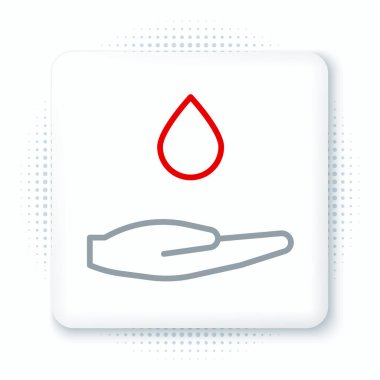 Beyaz arka planda izole edilmiş sabun ikonuyla el yıkama. Virüs ve bakterileri önlemek için ellerini sabunla yıkıyorsun. Renkli taslak konsepti. Vektör.