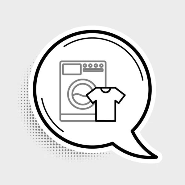 Line Washer Und Shirt Symbol Isoliert Auf Grauem Hintergrund Waschmaschinensymbol — Stockvektor