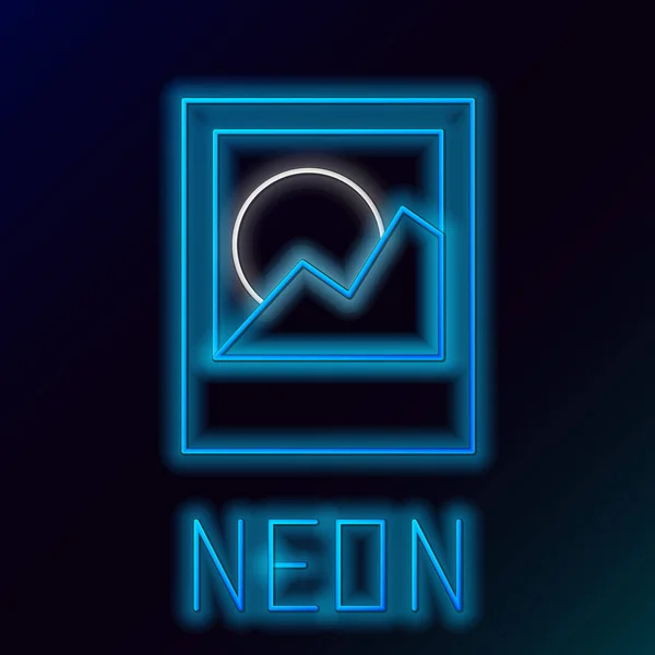 Gloeiende Neon Lijn Fotolijsten Pictogram Geïsoleerd Zwarte Achtergrond Kleurrijk Concept — Stockvector