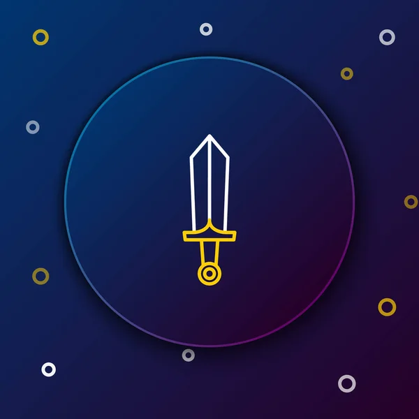 Line Sword Game Icon Isoliert Auf Blauem Hintergrund Buntes Rahmenkonzept — Stockvektor