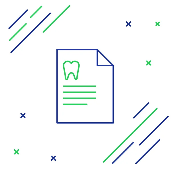 Linha Clipboard Com Cartão Dental Paciente Ícone Registros Médicos Isolados — Vetor de Stock