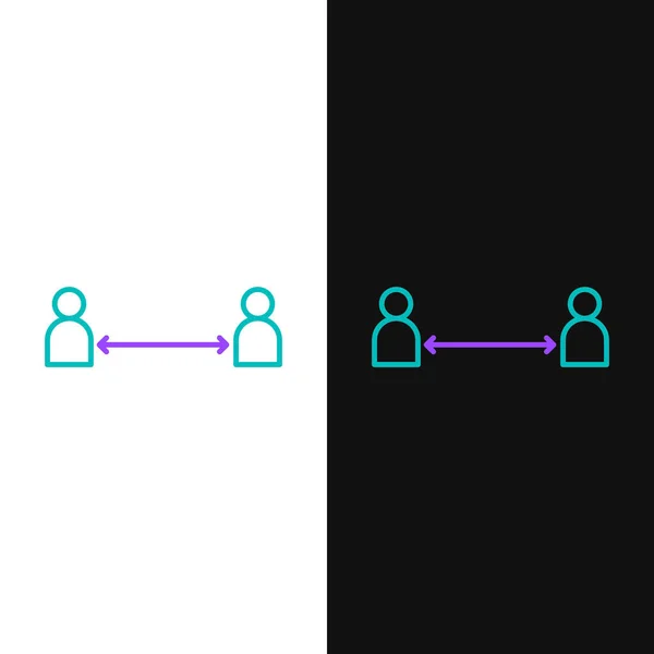 Line Veilige Afstand Pictogram Geïsoleerd Witte Zwarte Achtergrond Virussen Mensen — Stockvector