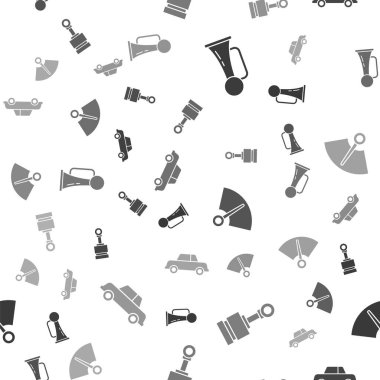 Sinyal kornasını araca, pistona, hız göstergesine ve arabaya ayarlayın. Vektör.