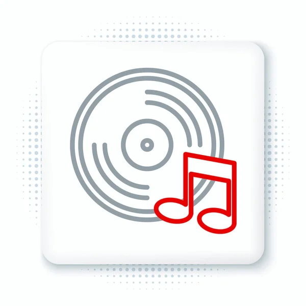Line Vinyl Disk Icon Isoliert Auf Weißem Hintergrund Buntes Rahmenkonzept — Stockvektor