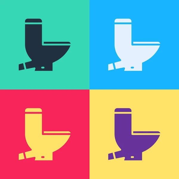 Pop Art Toilettenschüssel Symbol Isoliert Auf Farbigem Hintergrund Vektorillustration — Stockvektor