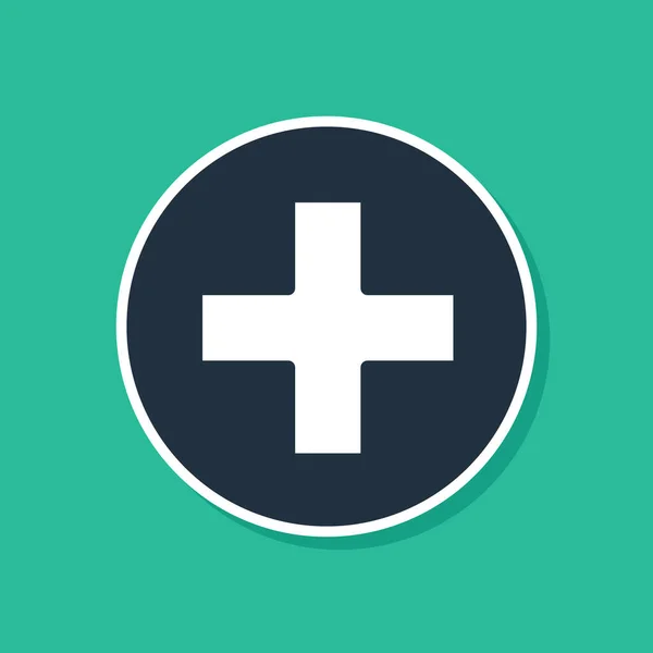 Blue Cross Kórház Orvosi Ikonja Zöld Alapon Elkülönítve Elsősegély Diagnosztikai — Stock Vector