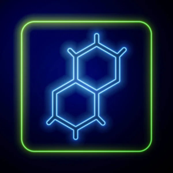 Glowing Neon Chemical Formula Icon Isolated Blue Background Abstract Hexagon — Stock Vector