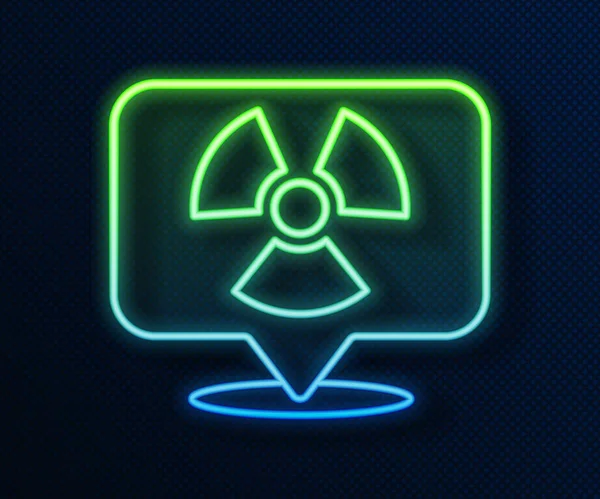 Brillante Línea Neón Radioactivo Icono Ubicación Aislado Sobre Fondo Azul — Vector de stock