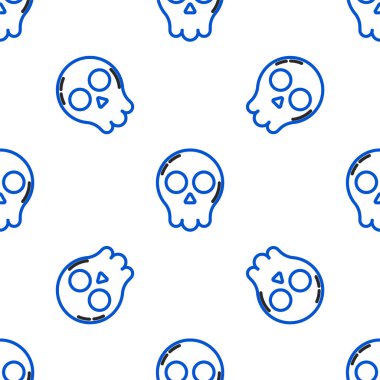 Çizgi Kurukafa simgesi beyaz arka planda izole edilmiş kusursuz desen. Mutlu Cadılar Bayramı Partisi. Renkli taslak konsepti. Vektör