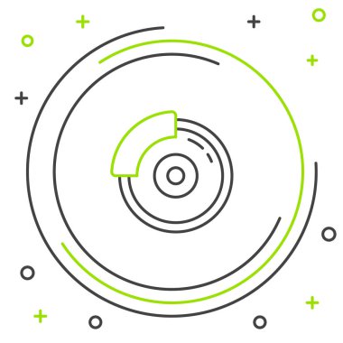 Caliper simgesi beyaz arkaplanda izole edilmiş Line Car fren diski. Renkli taslak konsepti. Vektör