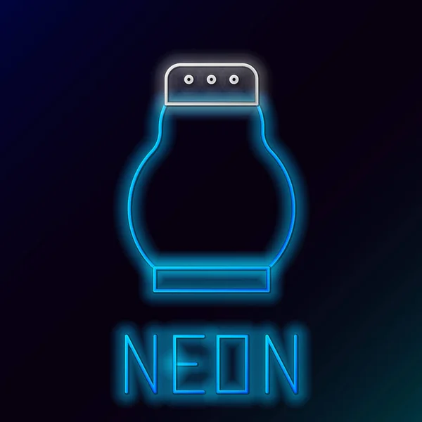 Gloeiende neon lijn Zout en peper pictogram geïsoleerd op zwarte achtergrond. Specerijen koken. Kleurrijk concept. Vector — Stockvector