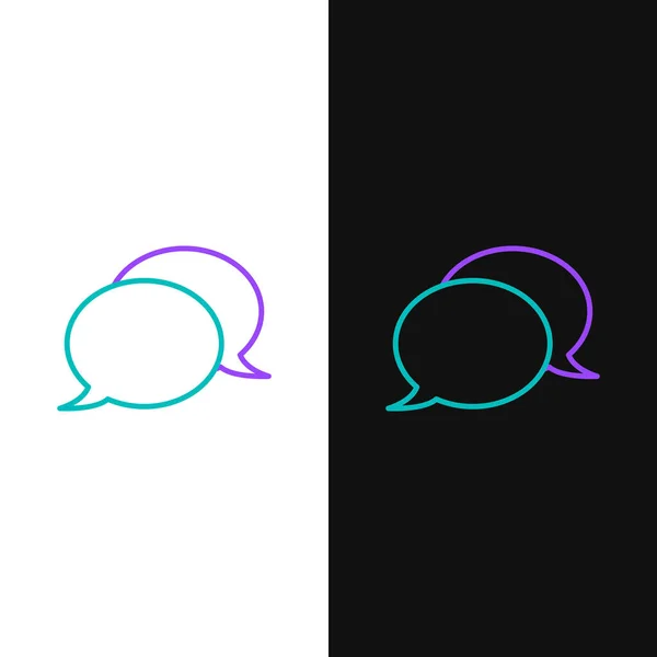 Значок балачки лінії мовлення ізольовано на білому та чорному тлі. Піктограма повідомлення. Символ балачки зв'язку або коментаря. Барвиста концепція контуру. Векторні — стоковий вектор