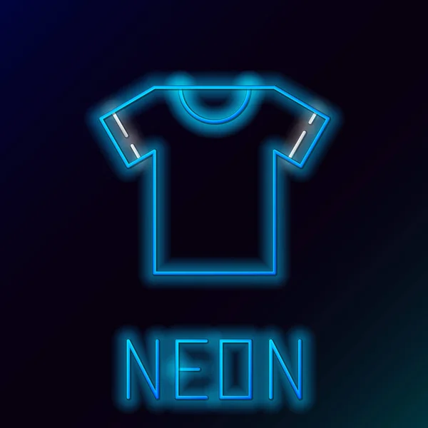 Glödande neon line T-shirt ikon isolerad på svart bakgrund. Färgstarkt skisskoncept. Vektor — Stock vektor