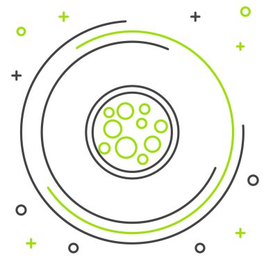 Beyaz arkaplanda çizgi virüsü simgesi izole edildi. Corona virüsü 2019-nCoV. Bakteri ve mikroplar, hücre kanseri, mikrop, mantar. Renkli taslak konsepti. Vektör